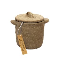 Pojemnik z pokrywką rustykalny / gliniany 14cm Brązowy